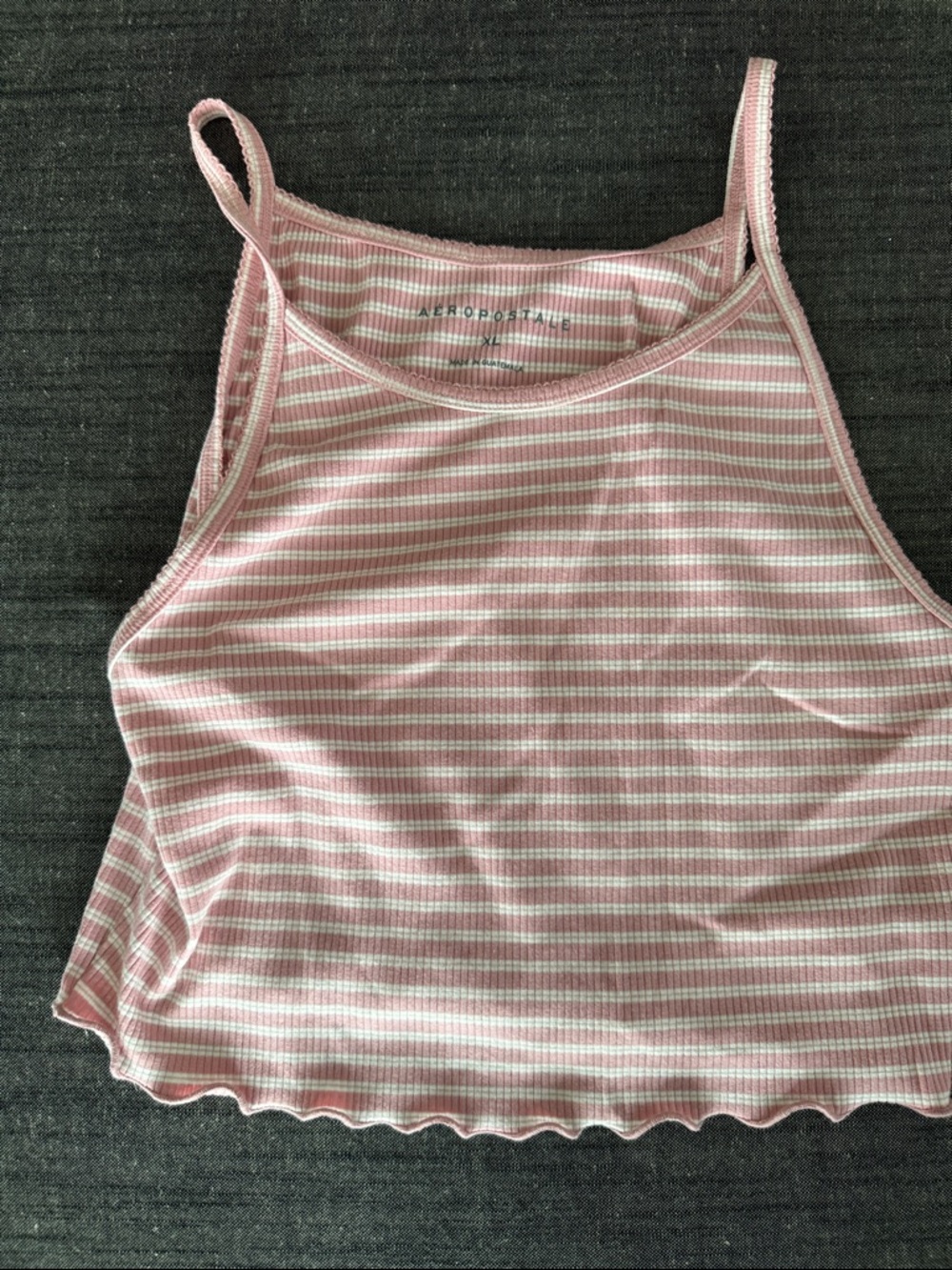 Aeropostale Pink and White Striped Ribbed Tank